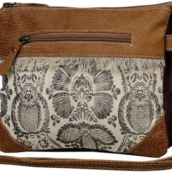 Nifty Small & Cross Body Bag Upcycled Canvas & Leather - Picture 2 of 5